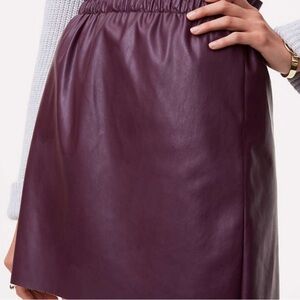 LOFT deep cabernet faux leather skirt.